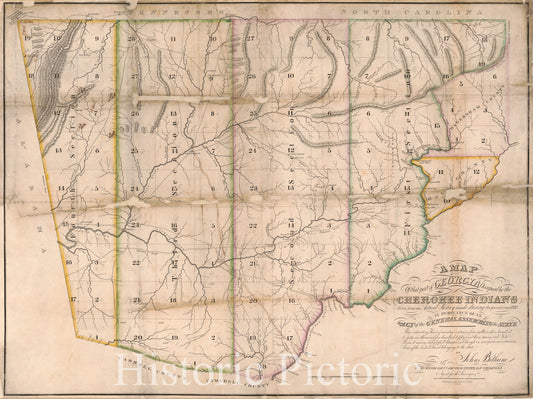 Historic 1831 Map - A map of That Part of Georgia Occupied by The Cherokee Indians, Taken from an Actual Survey Made During The Present Year 1831