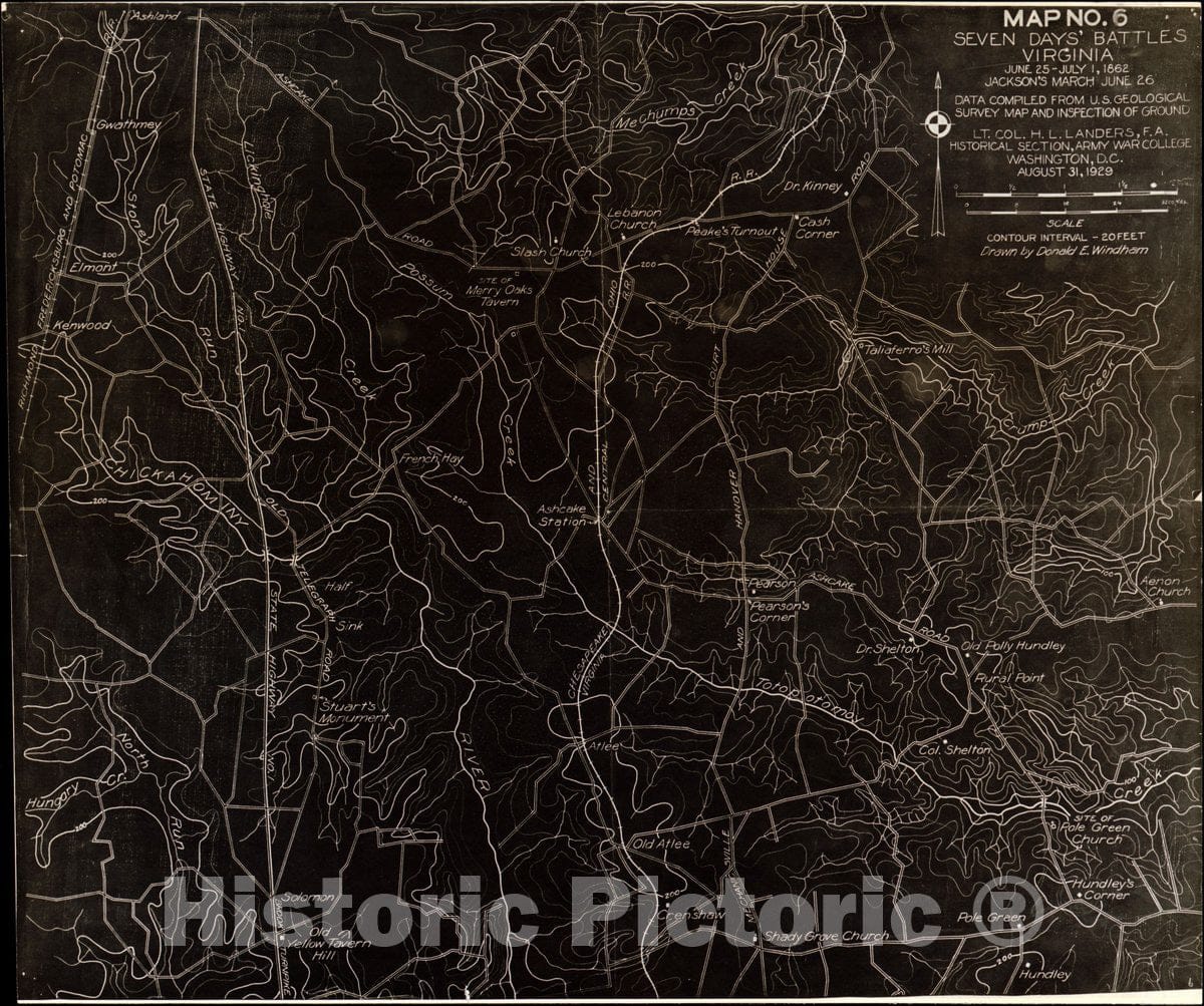 Historic Map - Seven Days' Battles, Virginia, June 25-July 1, 1862 - Map No. 6: Seven Days' Battles, June 25 - July 1, 1862 - Jackson's March