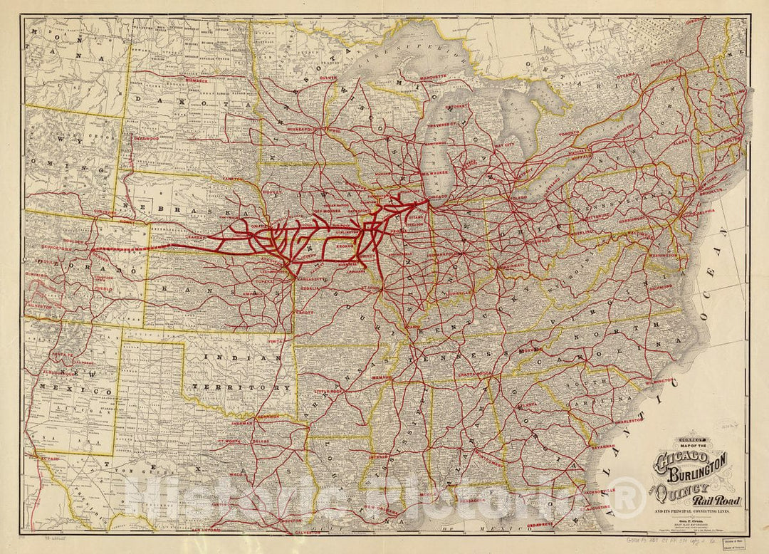 Historic 1881 Map - Correct map of The Chicago, Burlington, and Quincy Rail Road and its Principal Connecting Lines.