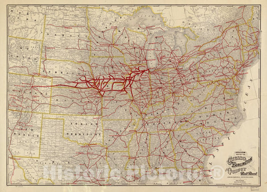 Historic 1881 Map - Correct map of The Chicago, Burlington, and Quincy Rail Road and its Principal Connecting Lines.