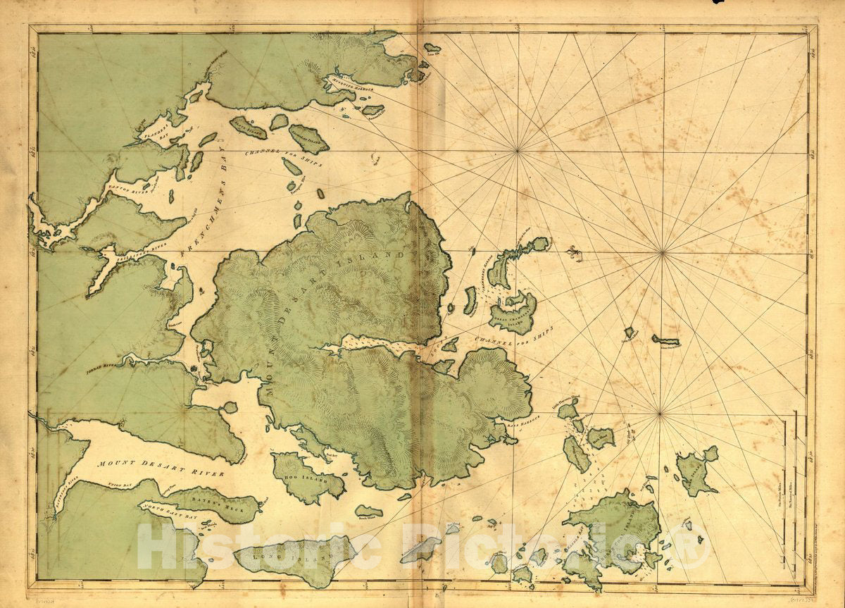 Historic 1776 Map - Mount Desert Island and neighboring Coast of Maine.