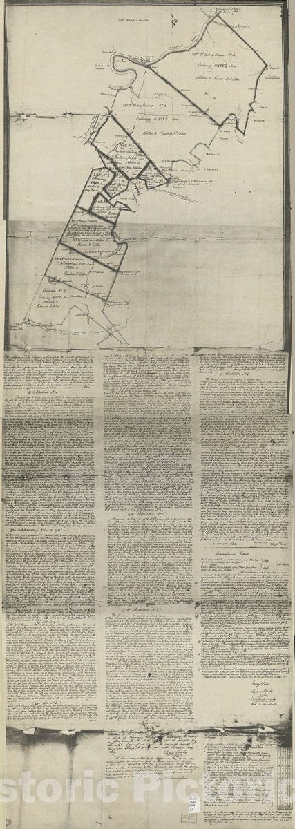 Historic 1834 Map - Survey of Lands in Blue Ridge Between Manassass Gap, Ashby's and Sincker's Gap in Clarke and Warren Counties : Rawleigh Colston's Land
