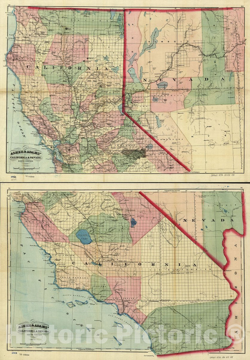 Historic 1874 Map - New Commercial and Topographical Rail Road map & Guide of Nebraska