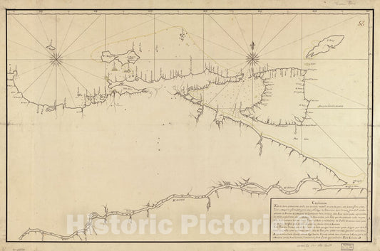 Historic 1700 Map - Map of Northeastern Coast of Venezuela Including Trinidad and Tobago Islands