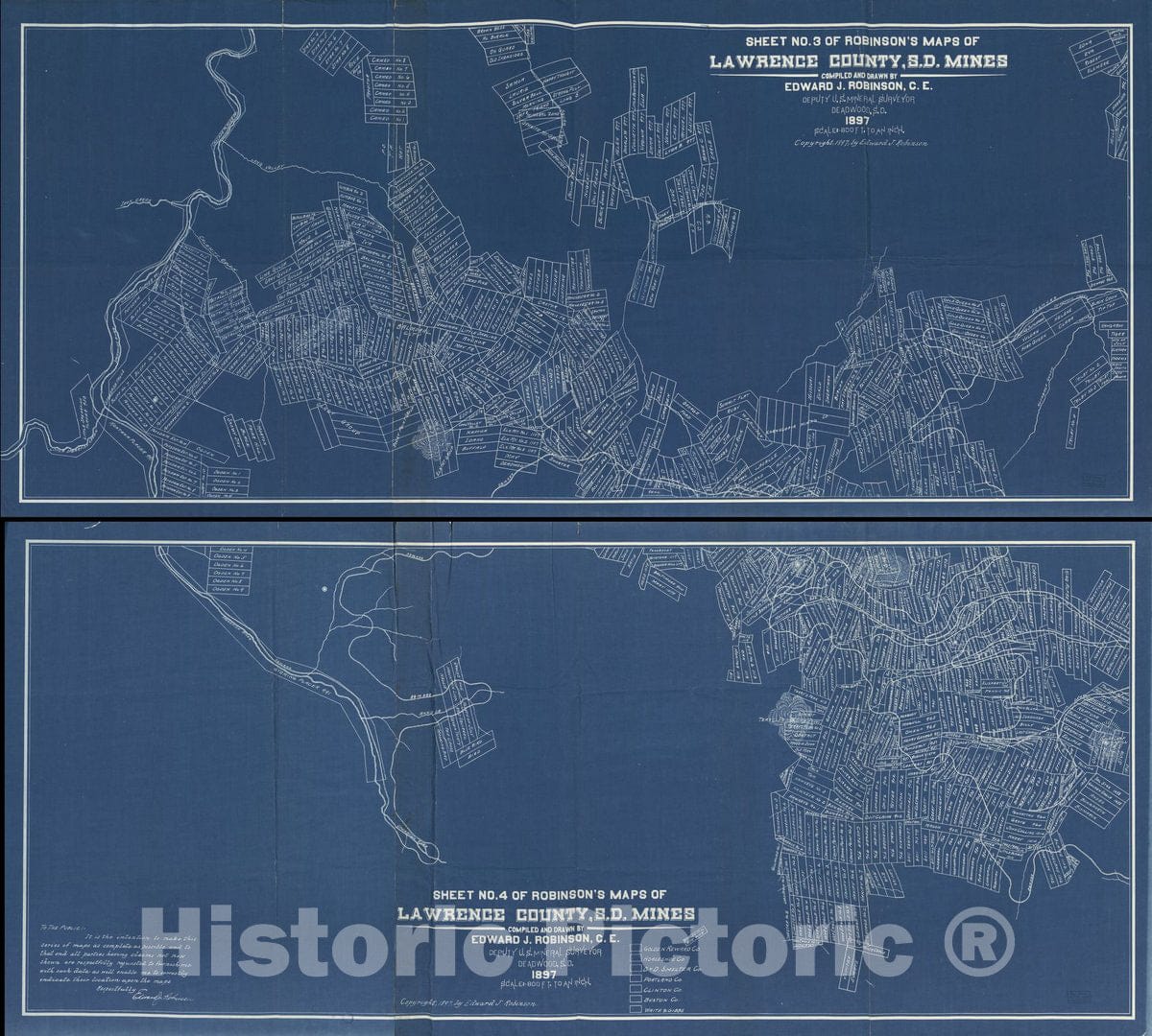 Historic 1897 Map - Maps of Lawrence County, S.D. Mines
