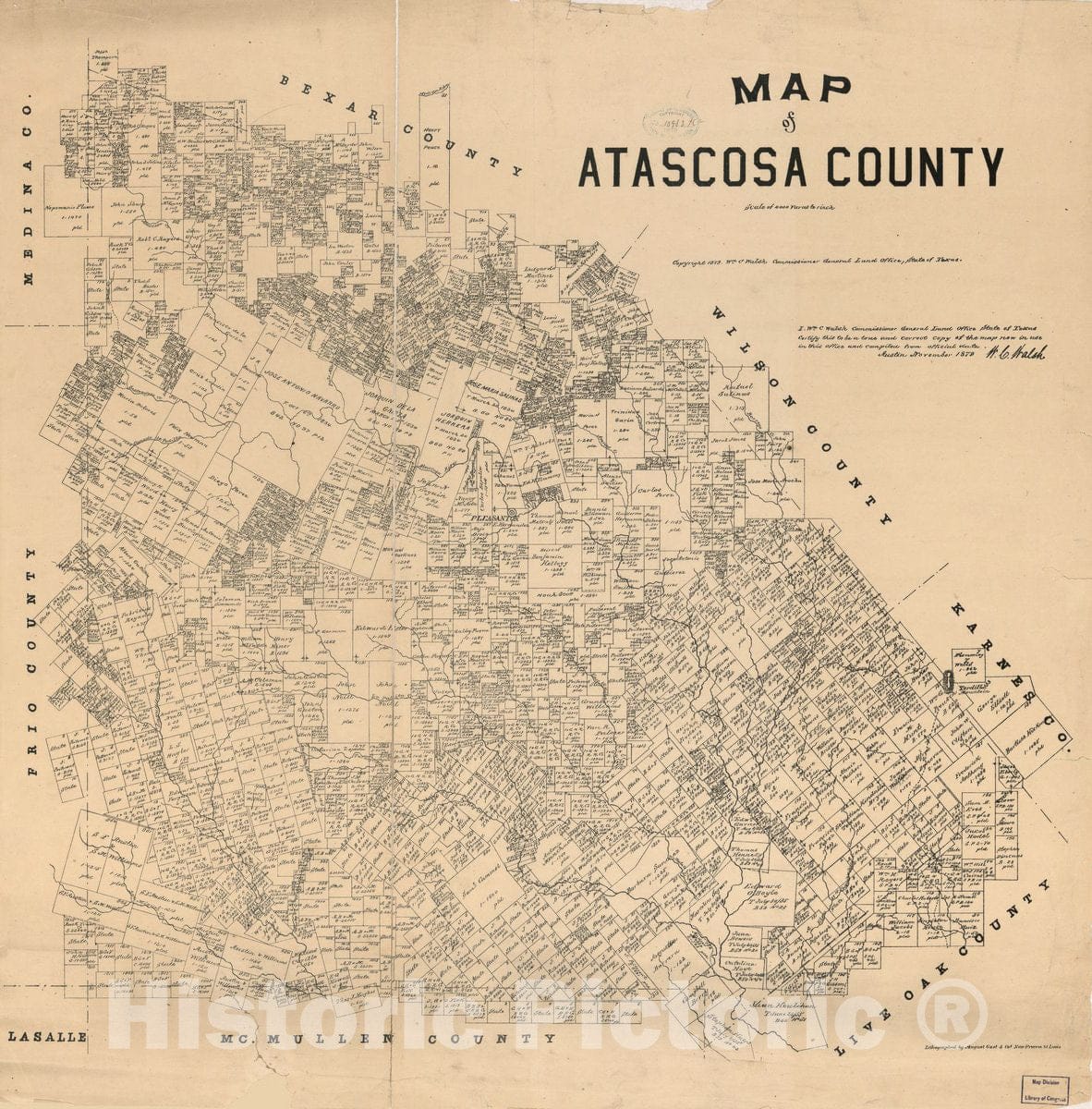 Historic 1879 Map - Map of Atascosa County.