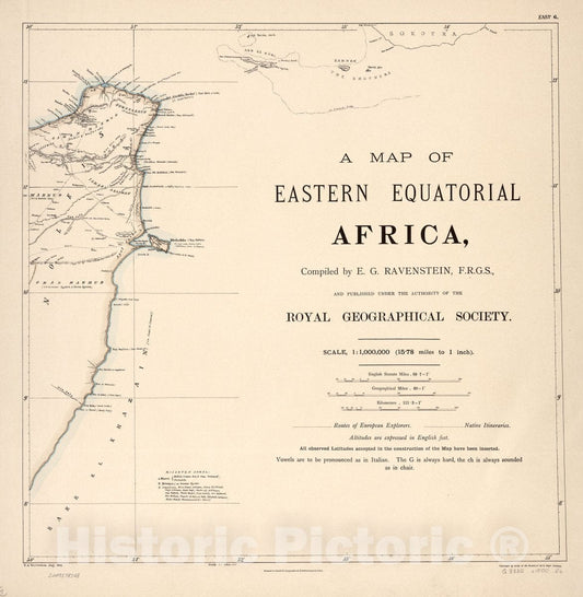Historic 1881 Map - A map of Eastern Equatorial Africa