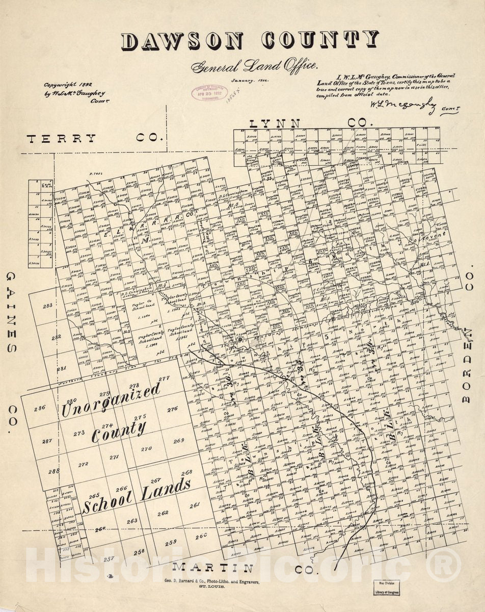 Historic 1892 Map - Dawson County