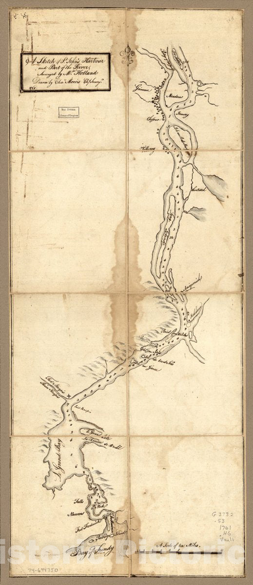 Historic 1761 Map - A Sketch of St. John's Harbour and Part of The River;