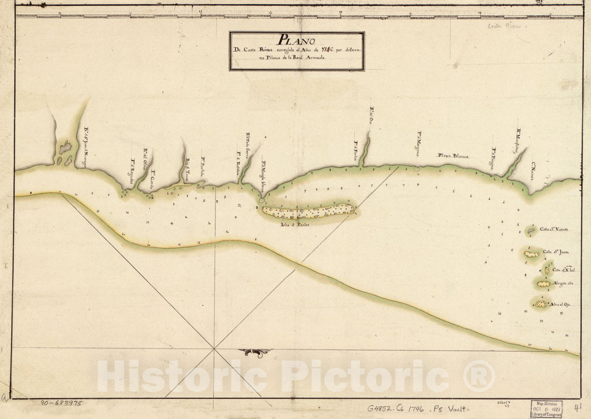 Historic 1746 Map - Plano de Costa Ricae