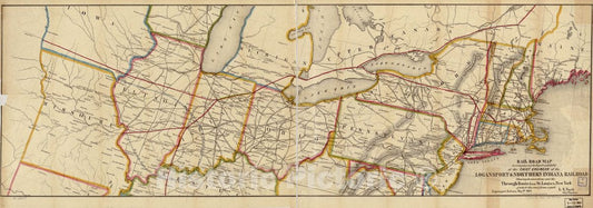 Historic 1854 Map - Rail Road map accompanying The Report and Exhibit of The Logansport & Northern Indiana Railroad