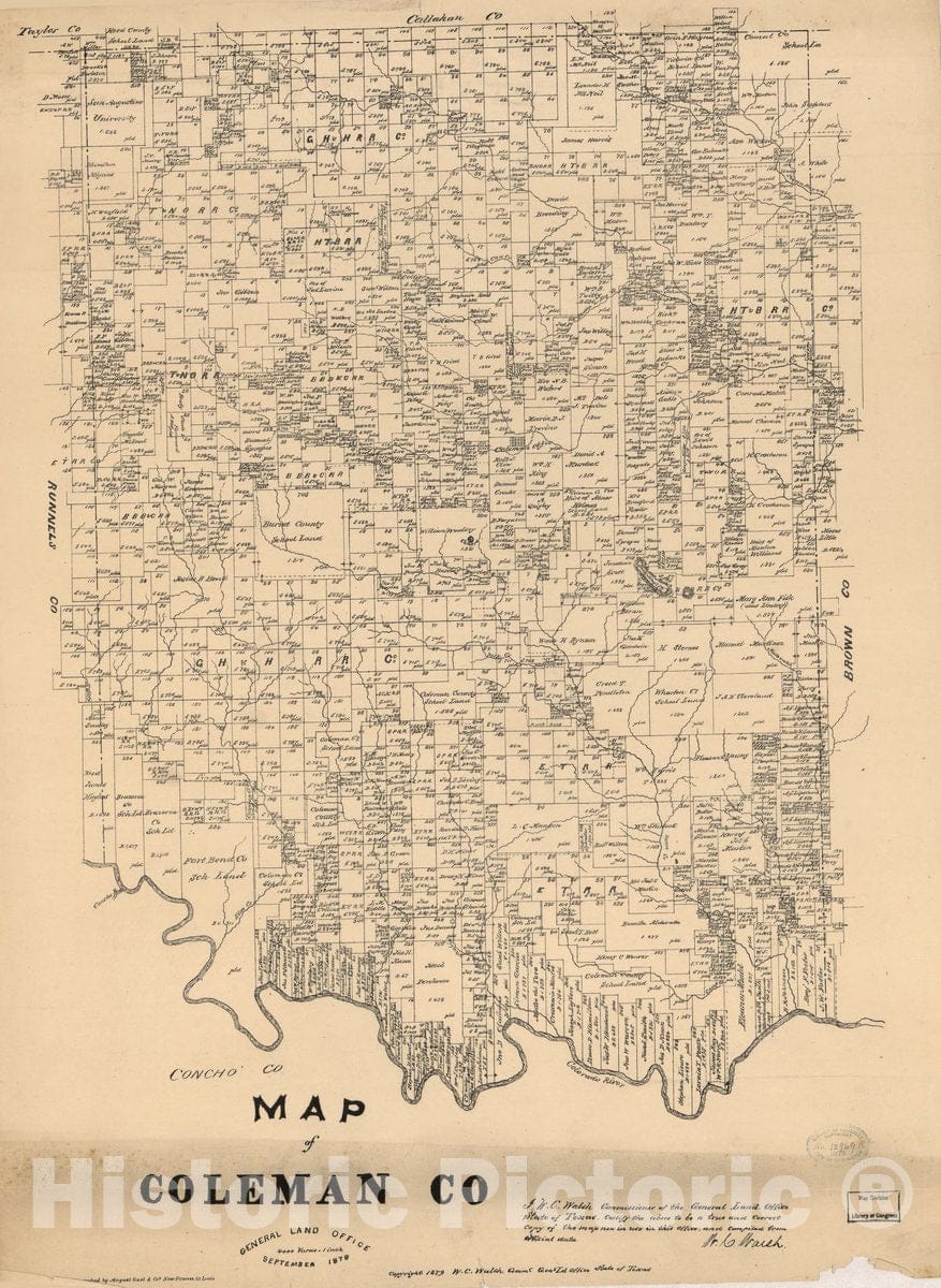 Historic 1879 Map - Map of Coleman Co.
