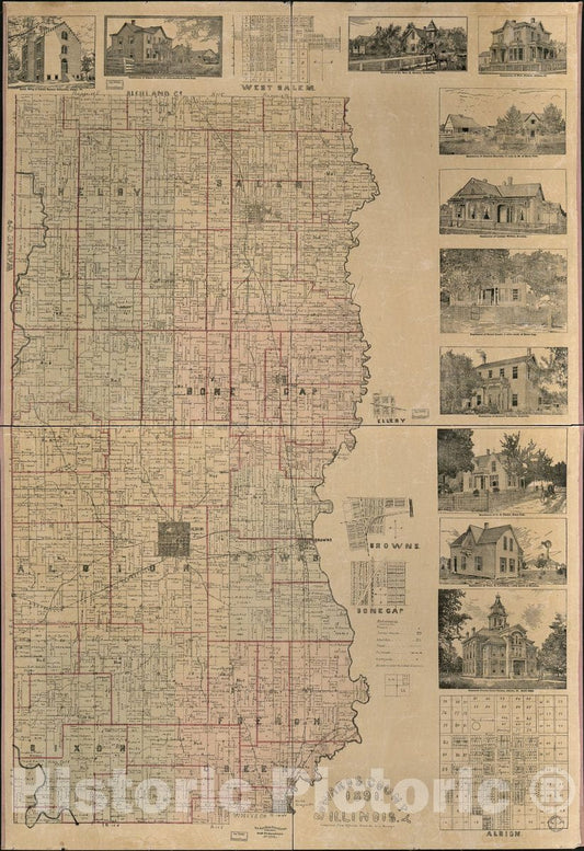 Historic 1891 Map - Edwards County, Illinois 1891