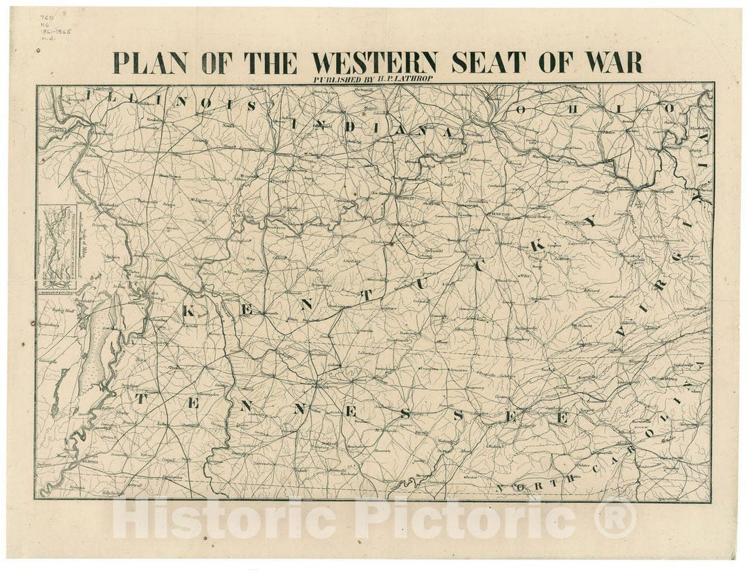 Historic 1861 Map - Plan of The Western seat of war