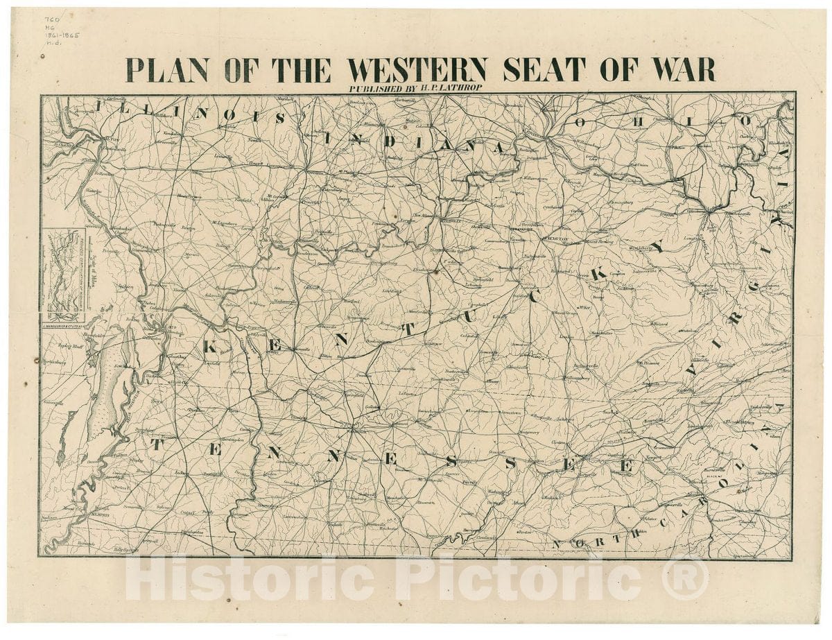 Historic 1861 Map - Plan of The Western seat of war