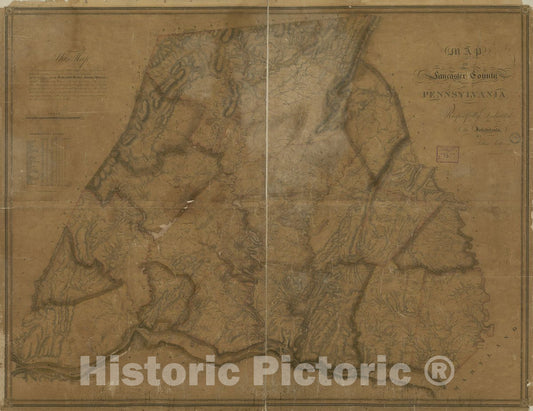 Historic 1824 Map - Map of Lancaster County, Pennsylvania