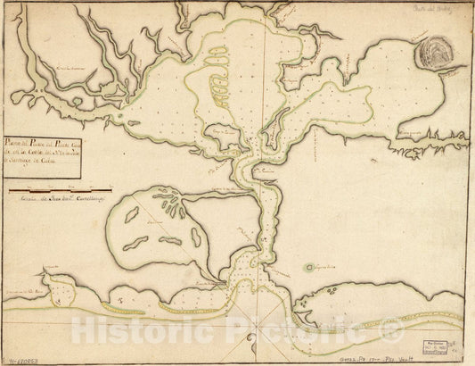 Historic 1700 Map - Plano del Puerto del Padre cituado en la Costa del N. de la ysla de Santiago de Cuba.