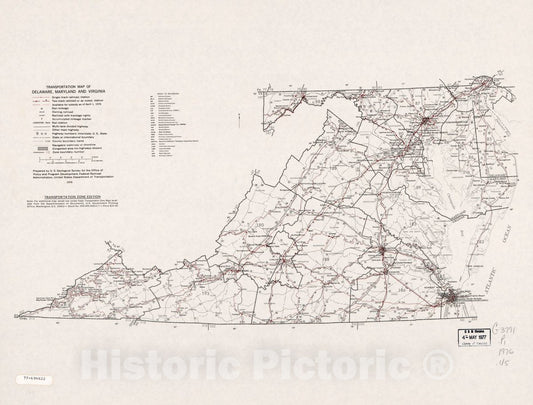 Historic 1976 Map - Transportation map of Delaware, Maryland, and Virginia.