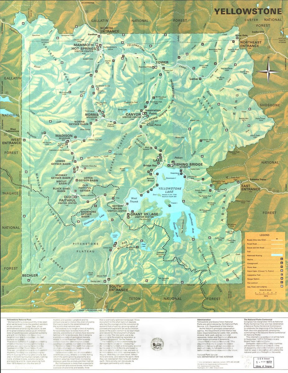 Historic 1972 Map - Yellowstone.