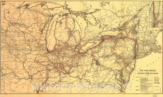 Historic 1900 Map - New York Central and Hudson River Railroad.