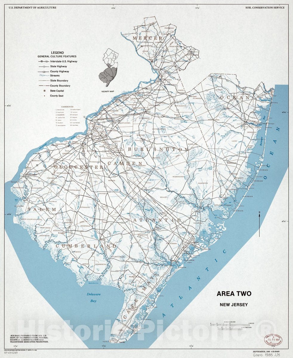 Historic 1985 Map - Area Two, New Jersey