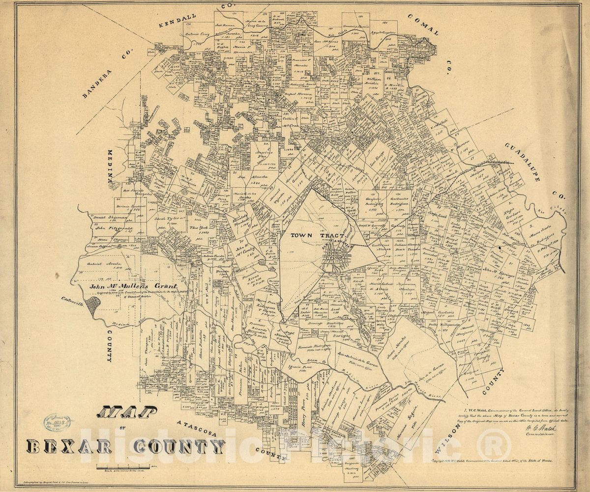 Historic 1879 Map - Map of Bexar County