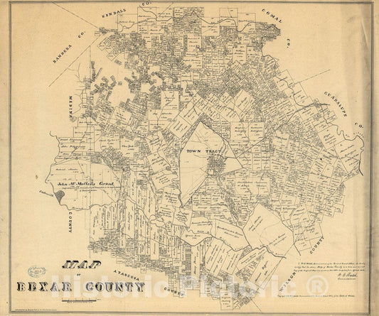 Historic 1879 Map - Map of Bexar County