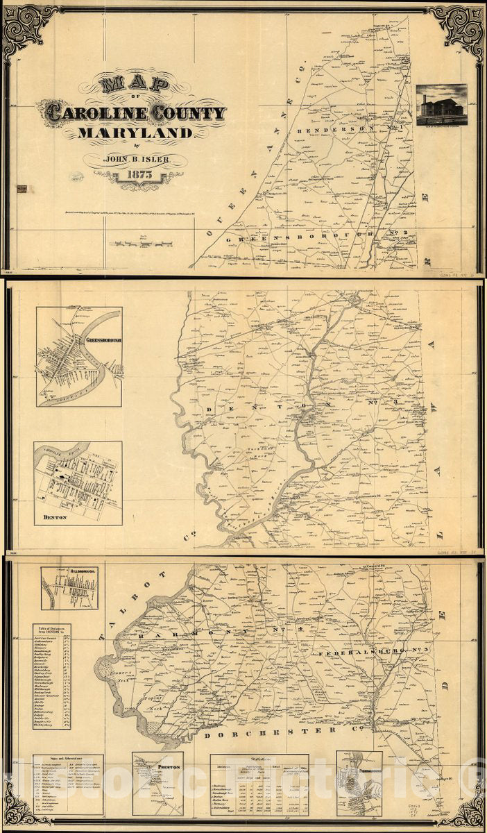 Historic 1875 Map - Map of Caroline County, Maryland