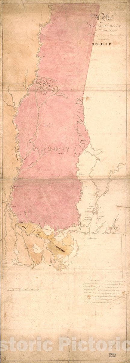 Historic 1763 Map - A Plan of West Florida, The Isle of Orleans, and Some Parts of The Spanish dominions to The Westward of The Mississipi.