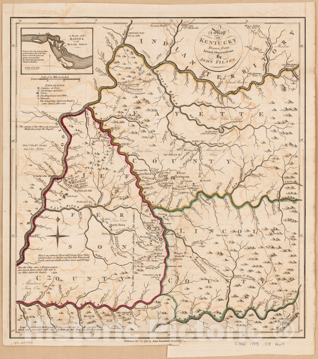 Historic 1793 Map - A map of Kentucky