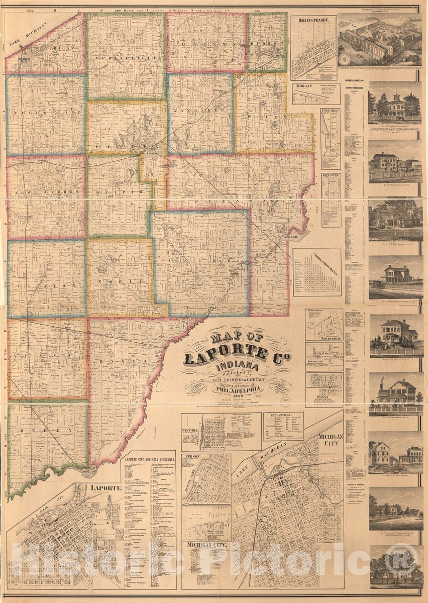 Historic 1866 Map - Map of LaPorte Co, Indiana