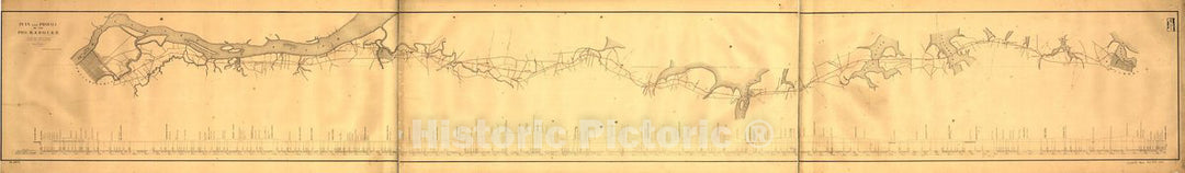 Historic 1860 Map - Plan and Profile of The Phil. W. & Balt. R.R, A.D. 1860.