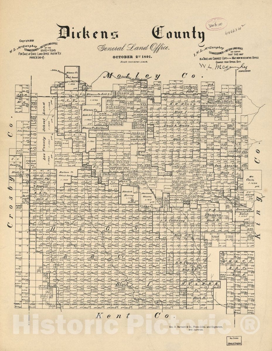 Historic 1891 Map - Dickens County.