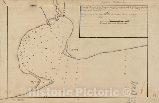 Historic 1783 Map - Plano del puertecito de la Chorrera cituado UNA legua al O. de la Havana.