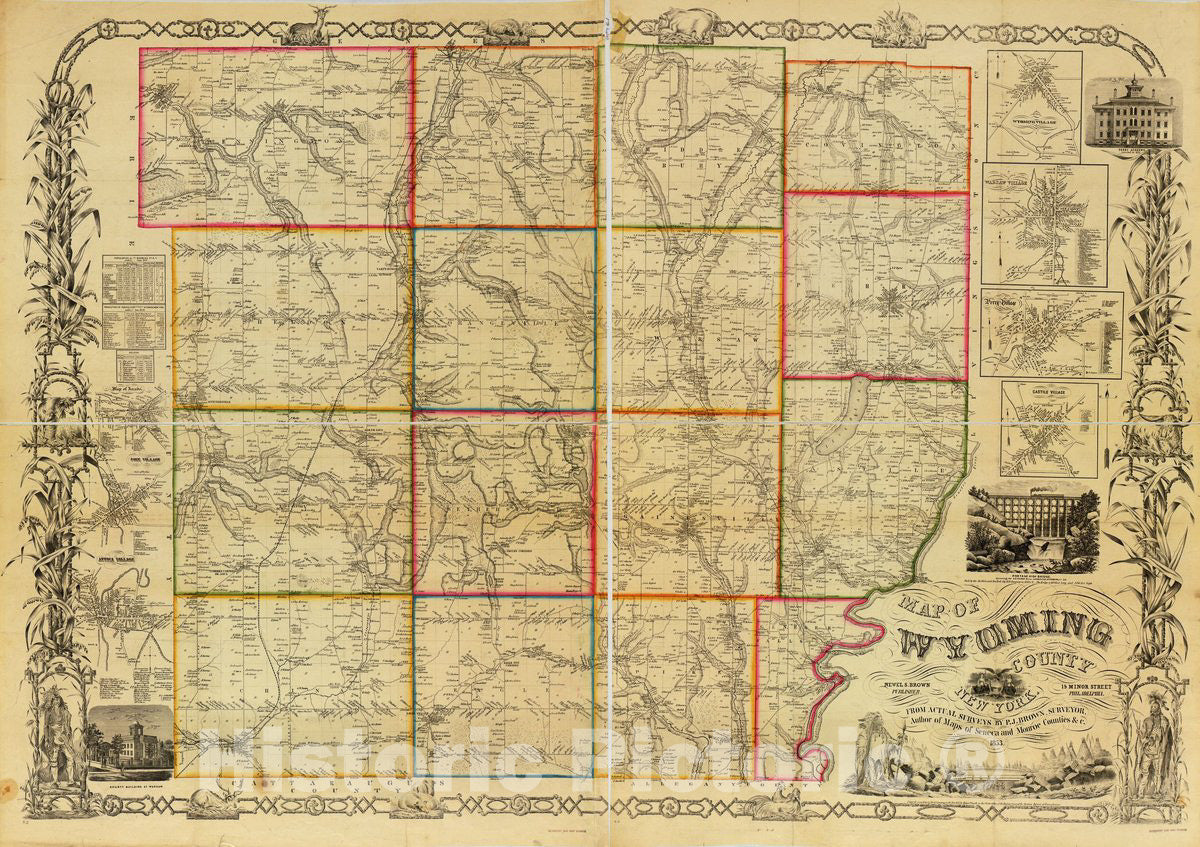 Historic 1853 Map - Map of Wyoming County, New York : from Actual surveys
