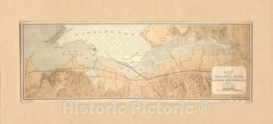 Historic 1880 Map - Map of The Anacostia River or Eastern Branch Region D.C.