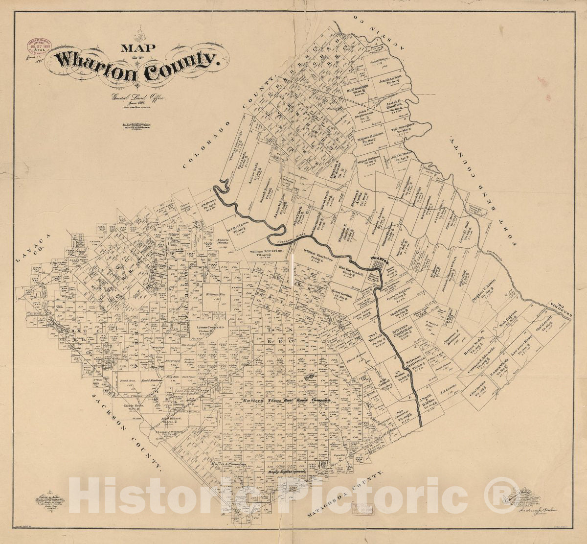 Historic 1895 Map - Map of Wharton County