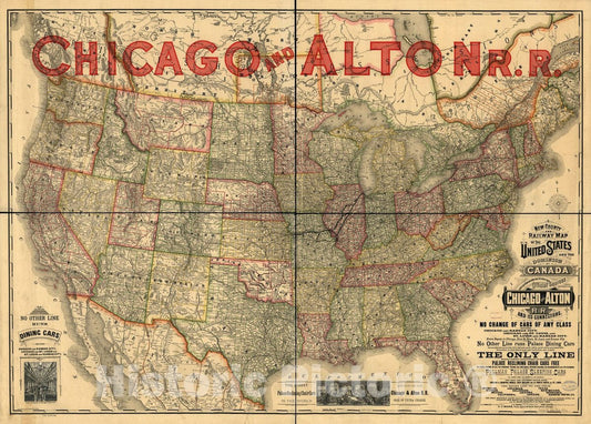 Historic 1883 Map - New County and Railway map of The United States and The Dominion of Canada compiled from Information obtained from Official Sources