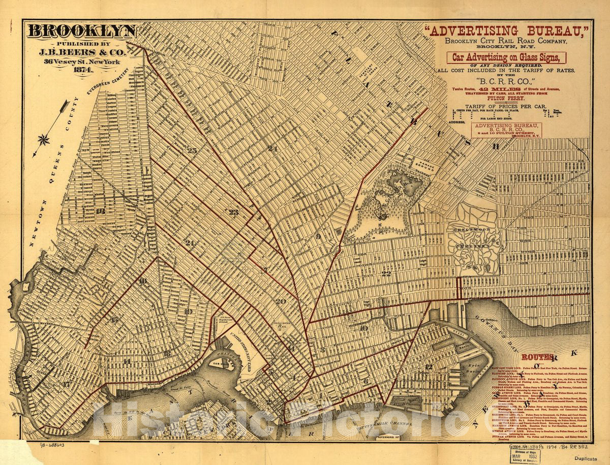 Historic 1874 Map - Brooklyn.