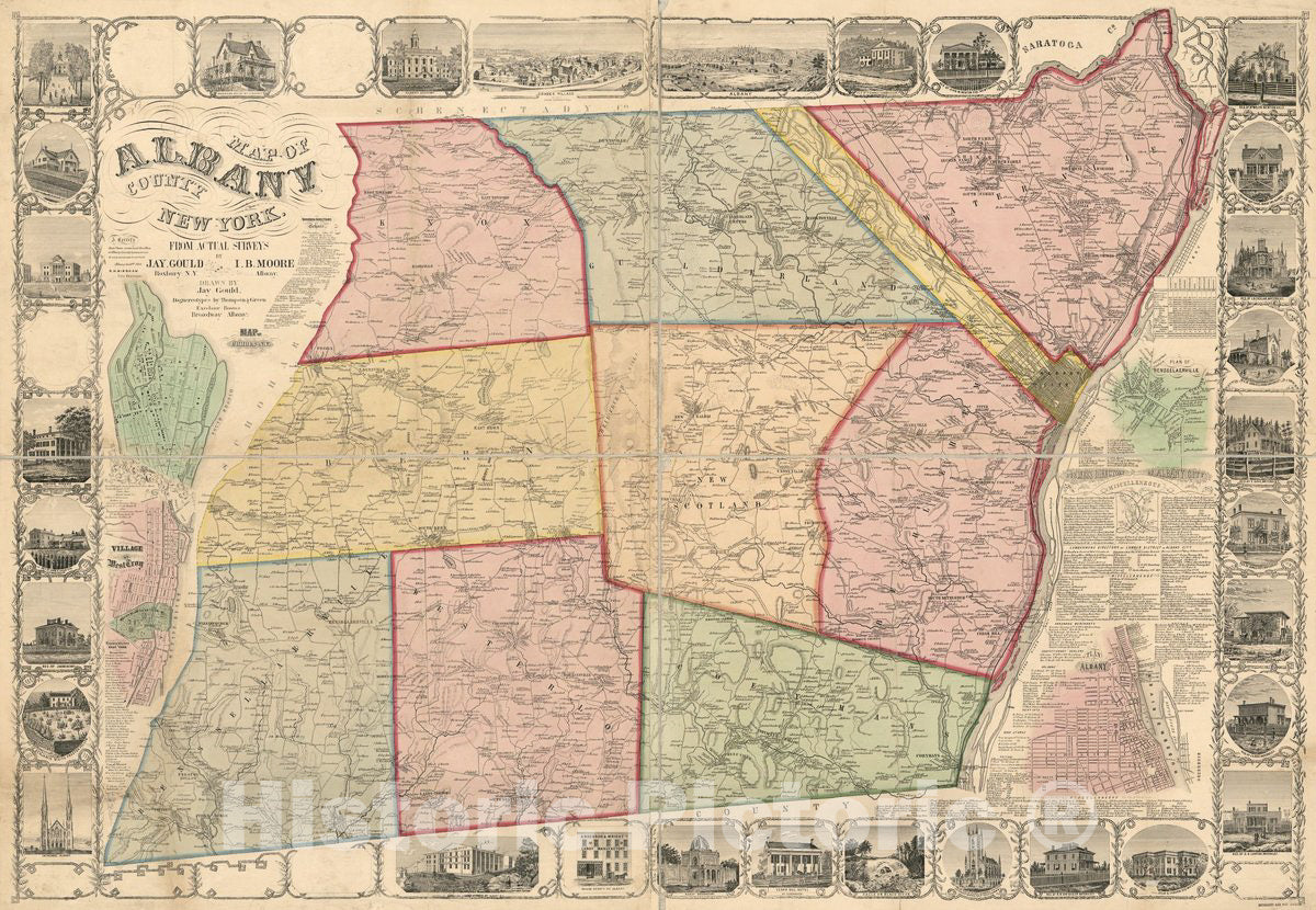 Historic 1854 Map - Map of Albany County, New York : from Actual surveys