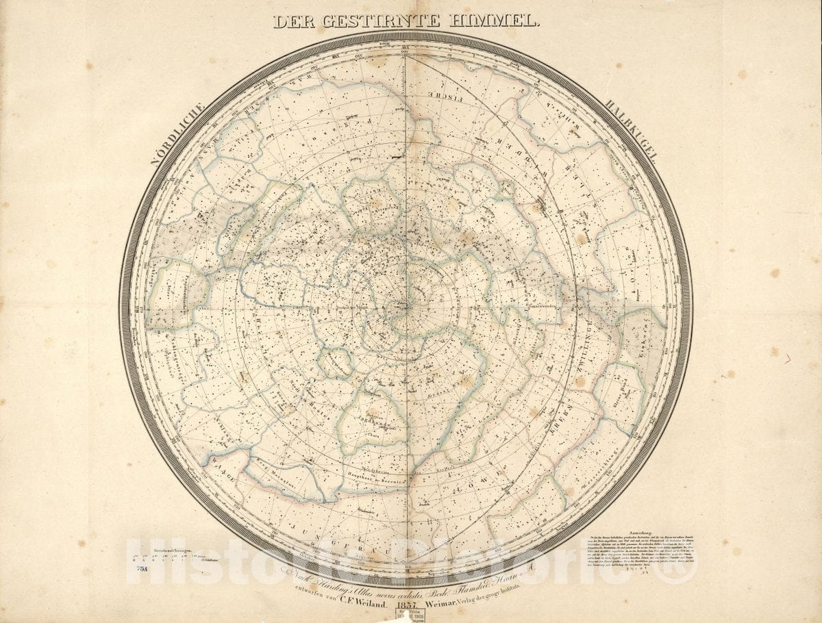 Historic 1837 Map - Der gestirnte Himmel : nÃ¶rdliche Halbkugel