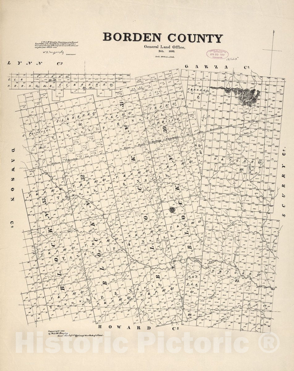 Historic 1892 Map - Borden County