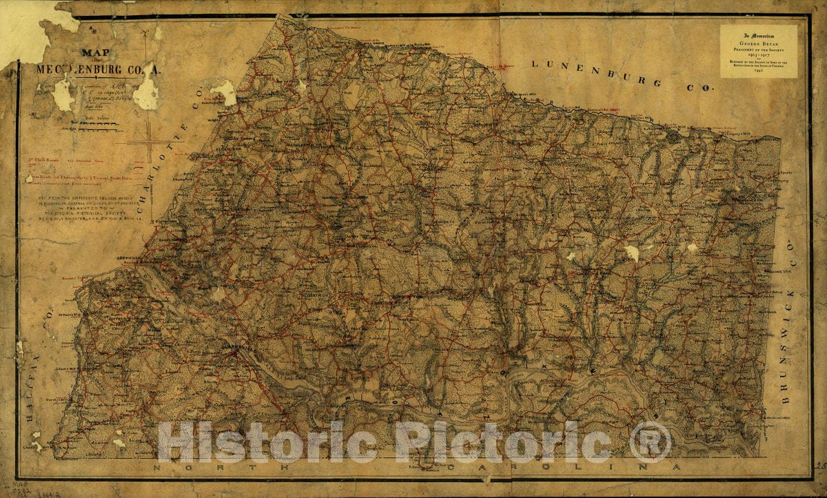 Historic 1864 Map - Map of Mecklenburg Co, Va. 3