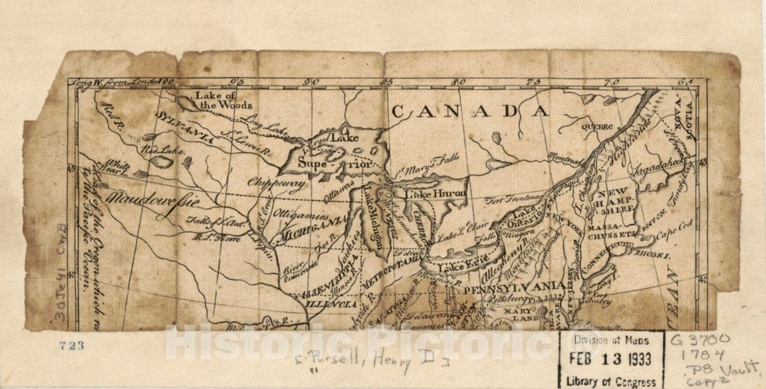 Historic 1784 Map - A Map of The United States of N. America.