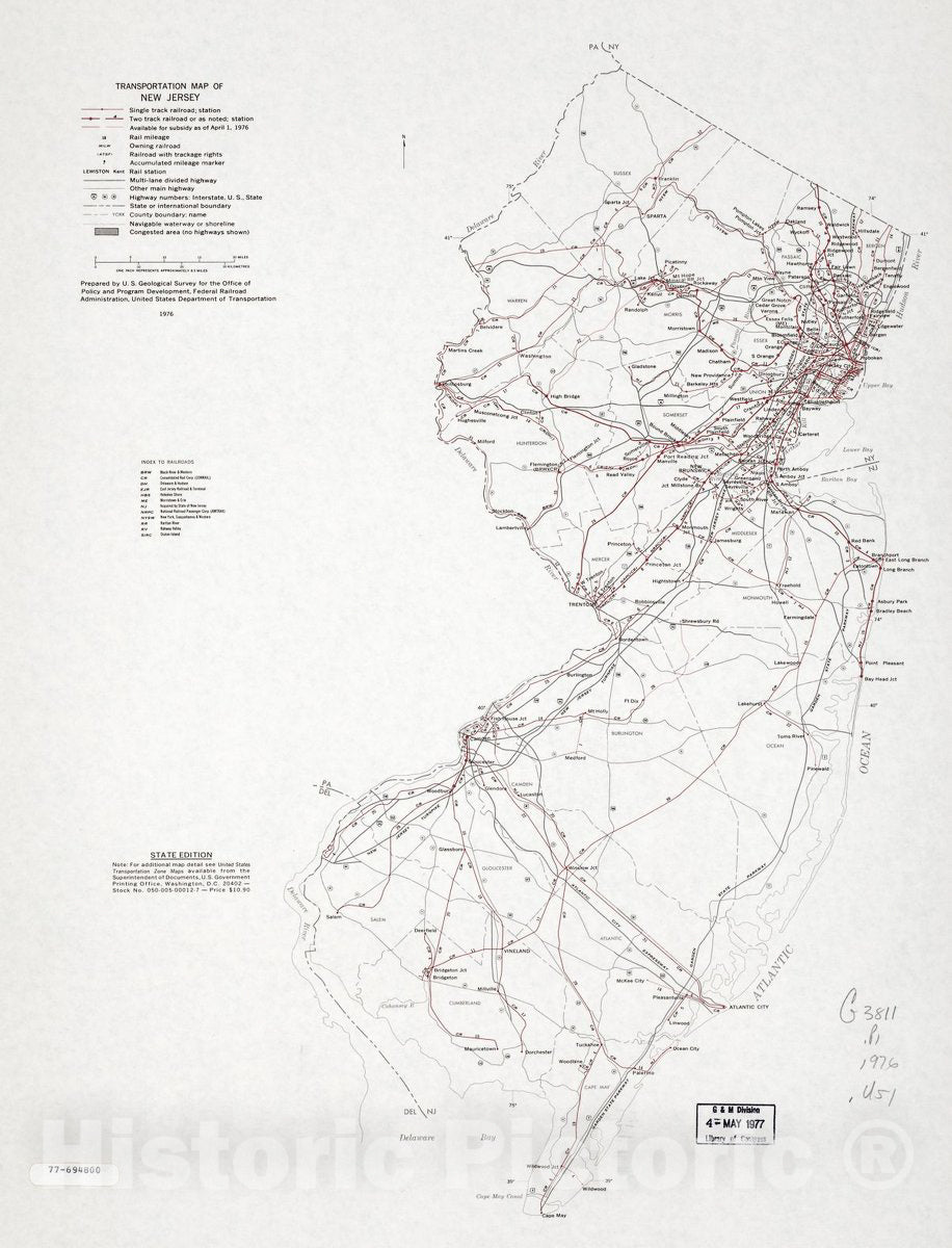Historic 1976 Map - Transportation map of New Jersey. 2