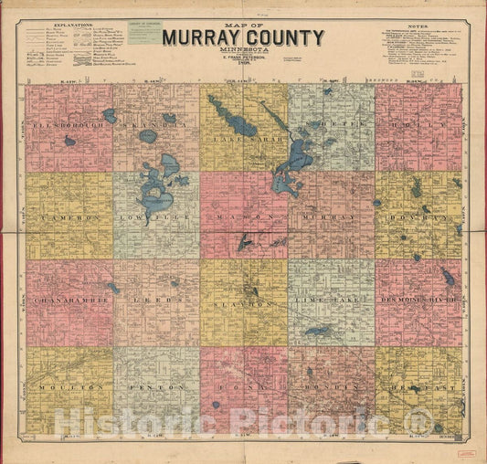 Historic 1898 Map - Map of Murray County, Minnesota : compiled and Drawn from a Special Survey and Official Records.