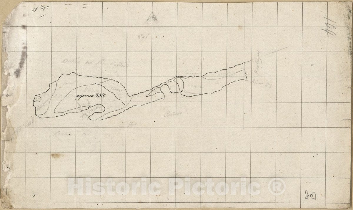 Historic 1815 Map - Unfinished map of a Portion of Land Along Perdido Bay, Spanish West Florida