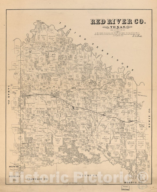 Historic 1879 Map - Red River Co, Texas