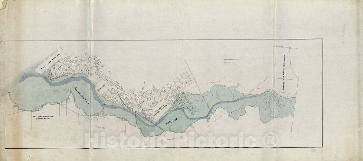 Historic 1900 Map - Map of landholdings Along The Anacostia River in Washington, D.C.