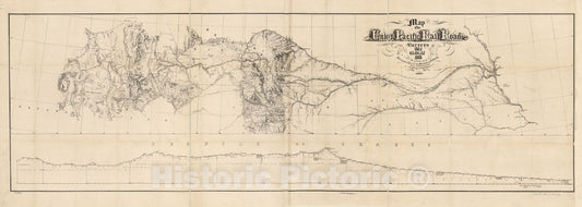 Historic 1869 Map - Map of The Union Pacific Rail Road and surveys of 1864, 65, 66, 67, 1868 from Missouri River to Humboldt Wells, G.M. Dodge, Chief Engineer.